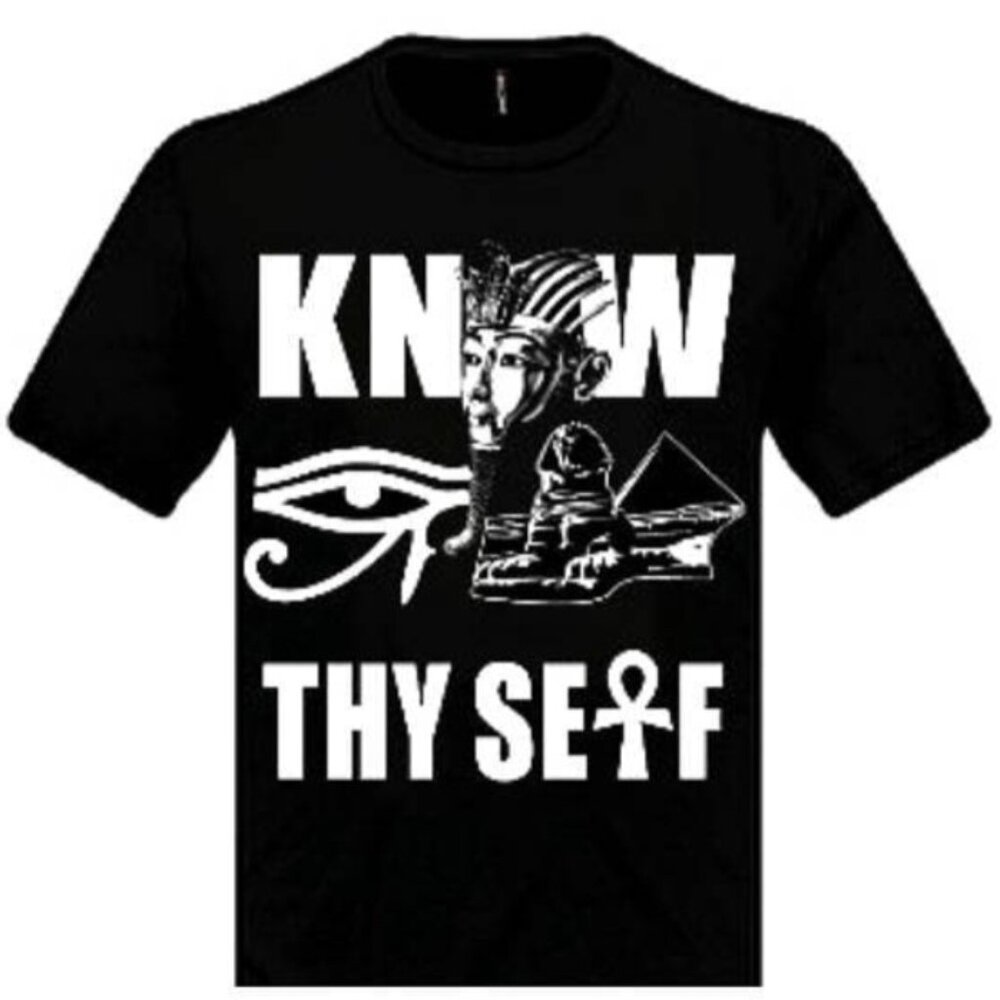 Know Thyself Ankh Crew Neck Unisex Black Tshirt